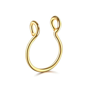 Surgical Steel Unisex Fake Faux Hoop Thin Septum Nose Ring Clip Stud No Piercing