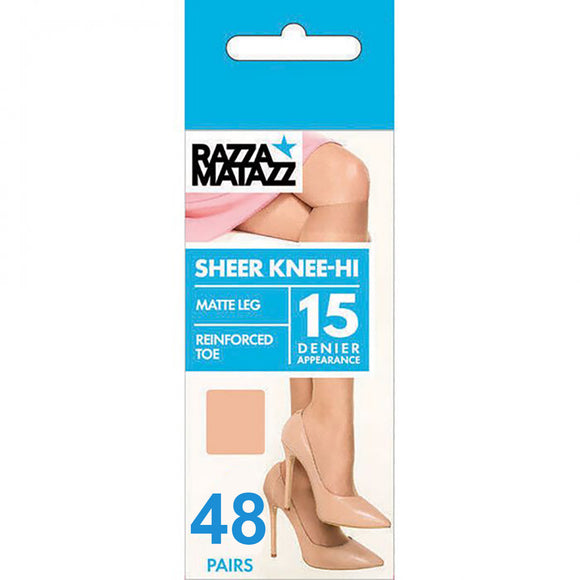 48 Pairs Razzamatazz Sheer Knee-Hi Natural Beige Pantyhose Socks H80042 Bulk