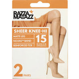 10x RazzaMatazz Sheer Knee-Hi High Women Pantyhose Socks Natural Beige H80043 Bulk 15 Denier