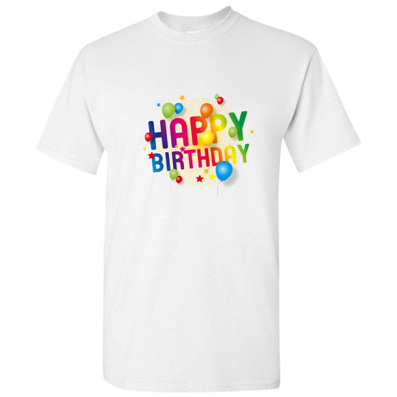 Happy Birthday 3D Party Balloon Regular Men Basic T Shirt Tee Top