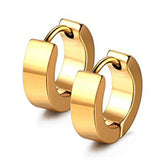 18k Yellow Gold Plated Huggie Hoop 11mm Stainless Steel Square Sleeper Earrings