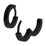 Black Huggie Hoop 13mm Stainless Steel Square Sleeper Earrings Non-allergenic