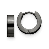 Black Huggie Hoop 11mm Stainless Steel Square Sleeper Earrings Non-allergenic