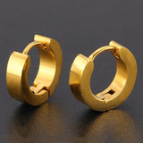 18k Yellow Gold Plated Huggie Hoop 11mm Stainless Steel Square Sleeper Earrings