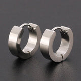 Silver Huggie Hoop 11mm Stainless Steel Square Sleeper Earrings Non-allergenic