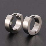 Silver Huggie Hoop 13mm Stainless Steel Square Sleeper Earrings Non-allergenic