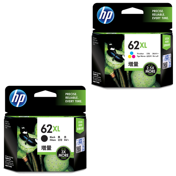 HP 62XL High Yield Ink Cartridge Black Cyan Magenta Yellow 4 inks Value Pack