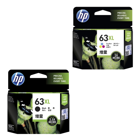 HP 63XL Ink Cartridge Black Cyan Magenta Yellow 4 inks Value Pack
