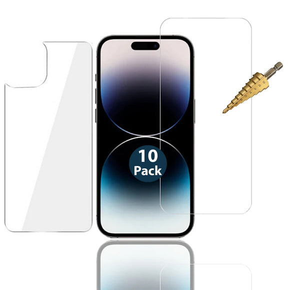 10x Tempered Glass Screen Protector for Apple iPhone 14 PRO Front and Soft Back