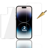 2Pk Tempered Glass Screen Protector for Apple iPhone 14 PRO Front and Soft Back