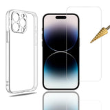 For Apple iPhone 14 PRO MAX Clear Case Cover and Tempered Glass Screen Protector