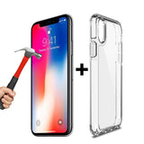 Apple iPhone Xs MAX clear case cover and 9H Tempered Glass front screen protector