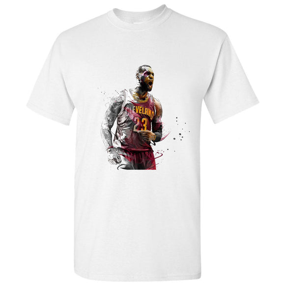 LeBron James 23 Cleveland Basketball White Men T Shirt Tee