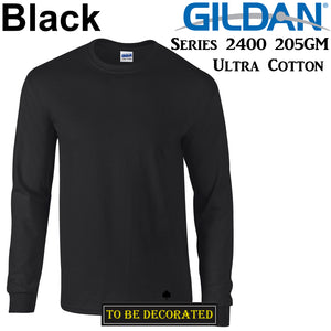 Gildan Long Sleeve T-SHIRT Black Basic tee S-5XL Men's Ultra Cotton