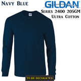 Gildan Long Sleeve T-SHIRT Navy Blue Basic tee S-5XL Men's Ultra Cotton