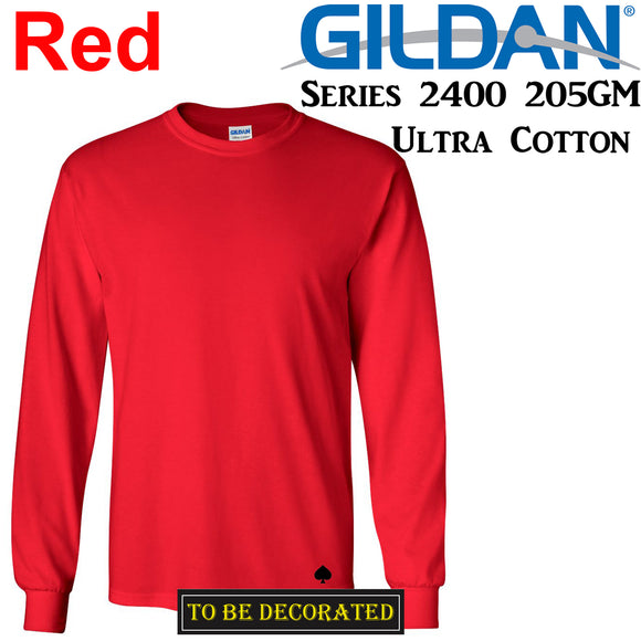 Gildan Long Sleeve T-SHIRT Red Basic tee S - XXL Men's Ultra Cotton jumper