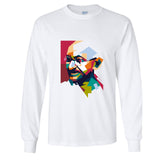 Mahatma Gandhi Hindi Indian Hero Men Long Sleeve T-Shirt White Basic tee