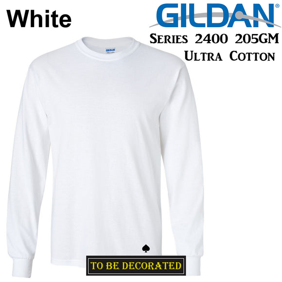 Gildan Long Sleeve T-SHIRT White tee S - 5XL Men's Ultra Cotton jumper