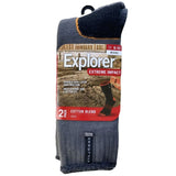 2 Pairs Holeproof Explorer Extreme Impact Mens Thick Work Cotton Mid Calf Crew Socks Charcoal Marle SZWO2W 970