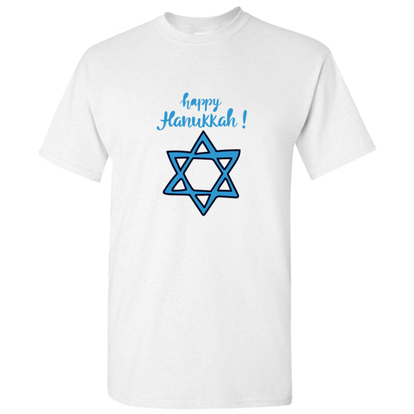 Israel Blue Flag Symbol Sign Happy Hanukkah Jewish White Men T Shirt Tee Top