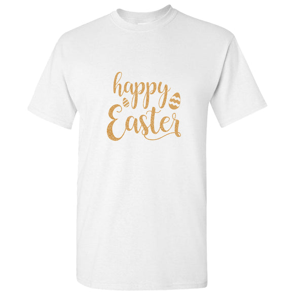 Gorgeous Happy Easter Egg Festival Gold Text White Men T Shirt Tee Top