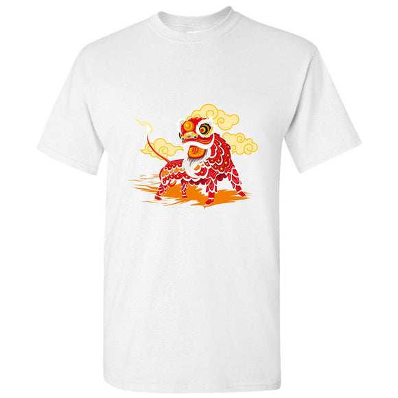 Chinese New Year Traditional Cute Dragon Dance White Men T Shirt Tee Top