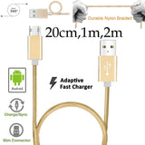 20cm 1m 2m Nylon Braided Data Sync Transfer Charger Charging Micro USB Cable Cord for Android Phone