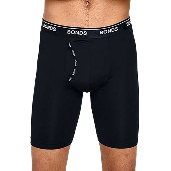 Bonds Guyfront Microfibre Long Trunks Mens Boxer Shorts Underwear Black MX64