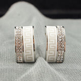 18k white Gold plated with crystals huggie earrings