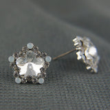 Silver Star Shiny Stud Austrian White Crystals Earrings