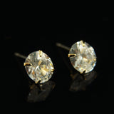 14k Gold plated opal shape Diamond simulant crystals stud earrings