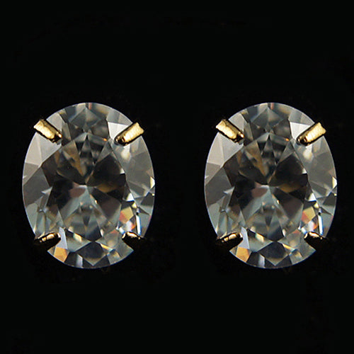 14k Gold plated opal shape Diamond simulant crystals stud earrings