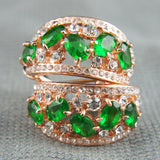 14k Gold plated Green Crystals Huggie Filigree Elegant earrings