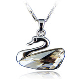 18k white Gold plated Swan Diamond simulant crystal pendant necklace