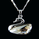 18k white Gold plated Swan Diamond simulant crystal pendant necklace