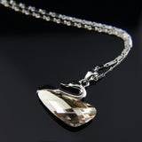 18k white Gold plated Swan Diamond simulant crystal pendant necklace