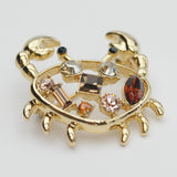 14k Gold plated with crystals crab brooch pin