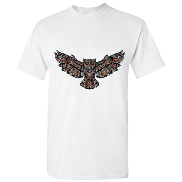 Night Owl Bird White Men Basic Custom Printed T Shirt Tee Top