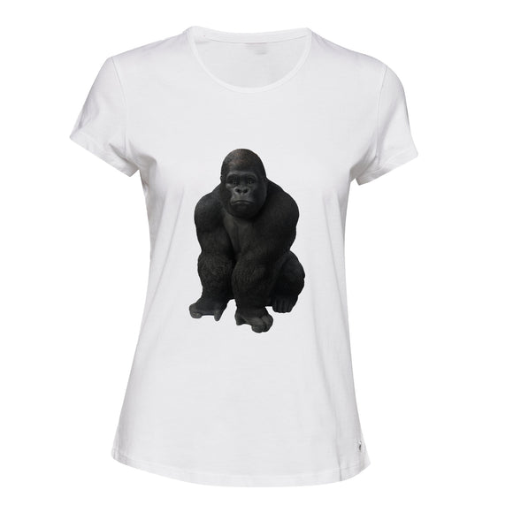Cool Gorilla Animal Jungle Design Gym Workout White Ladies Women T Shirt Tee Top