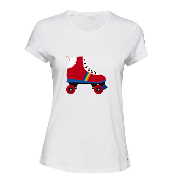 Adults Kids Roller Skates Shoes Sports White Ladies Women T Shirt Tee Top