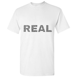 Real Fake Black Text Art Silhouette 3D Art Men T Shirt Tee Top