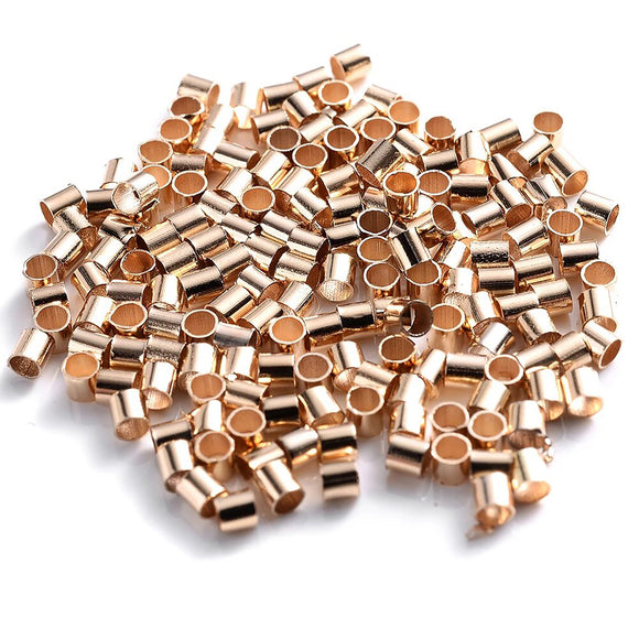 100pcs 2mm Rose Gold Jewellery Crimps Tube Beads Findings Earrings Making Kit