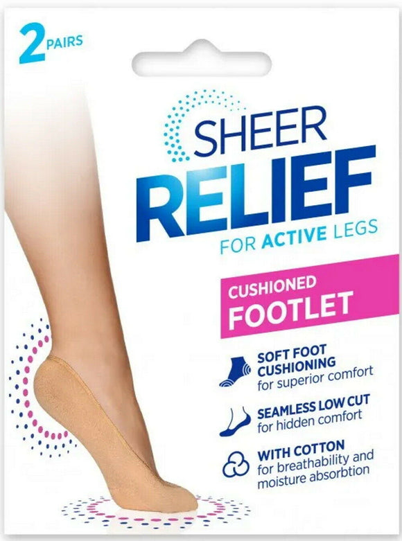 2Pk Sheer Relief Cushioned Heel Cushion Footlet Women No Show Socks Black BLK H33108