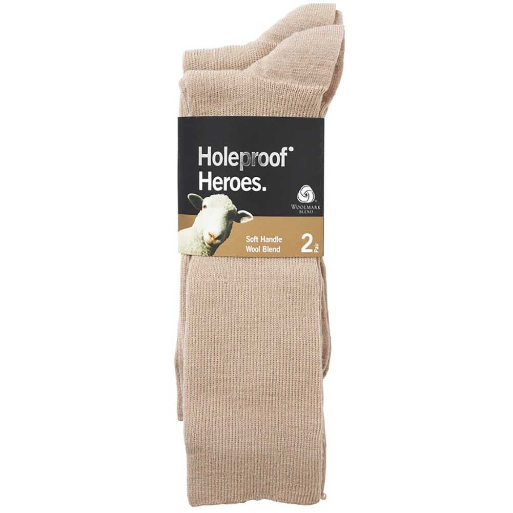 2 Pairs Holeproof Men Merino Wool Blend Rib Business Crew Everyday Soc ...