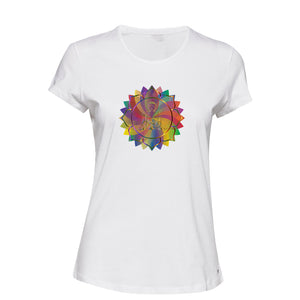 Colourful Buddha Flower Buddhism Buddhist White Ladies Women T Shirt Tee Top