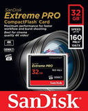 SanDisk 32GB Extreme Pro CF CFXPS VPG65 UDMA 7 160MB/s Compact Flash Card 4K UHD SDCFXPS-032G-X46