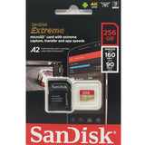 SanDisk Extreme 4K UHD 256GB micro SD SDXC Class 10 UHS-I 160MB/s Memory Card