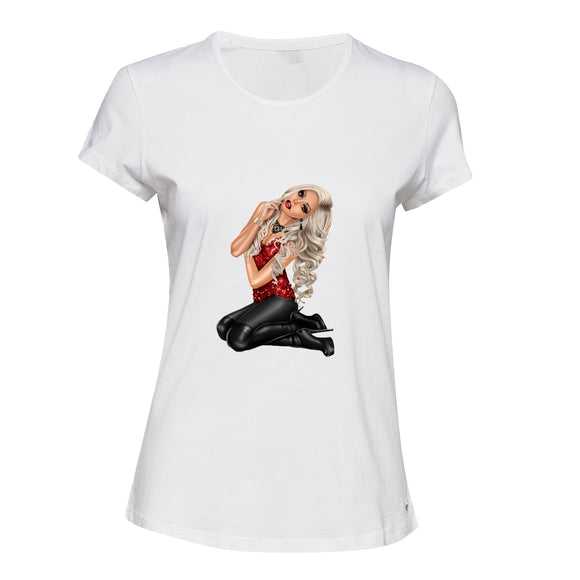 Bloody Sexy Lady Vampire Diaries Costume White Ladies Women T Shirt Tee Top