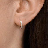 3 Pair Silver Rhodium Huggie Hoop Square Hinged Sleeper Earrings Non-allergenic