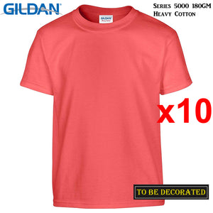 10 Packs Gildan T-SHIRT Basic Tee S - 5XL Small Big Men Heavy Cotton (Coral Silk)